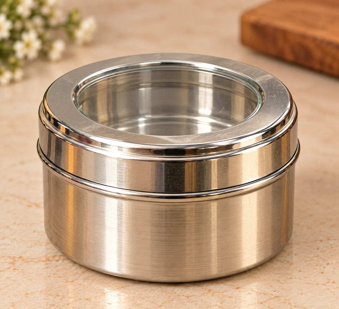 Shraviko Pure Stainless Steel Puja Container Dibbi